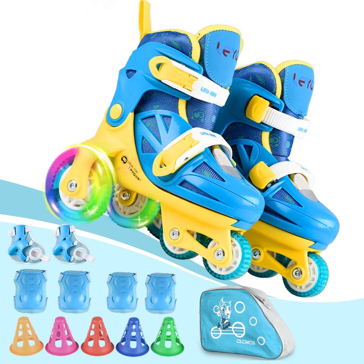 blau Skater #52SD Kinder Rollschuhe Rollerskater Größe verstellbar 27-28-29-30 