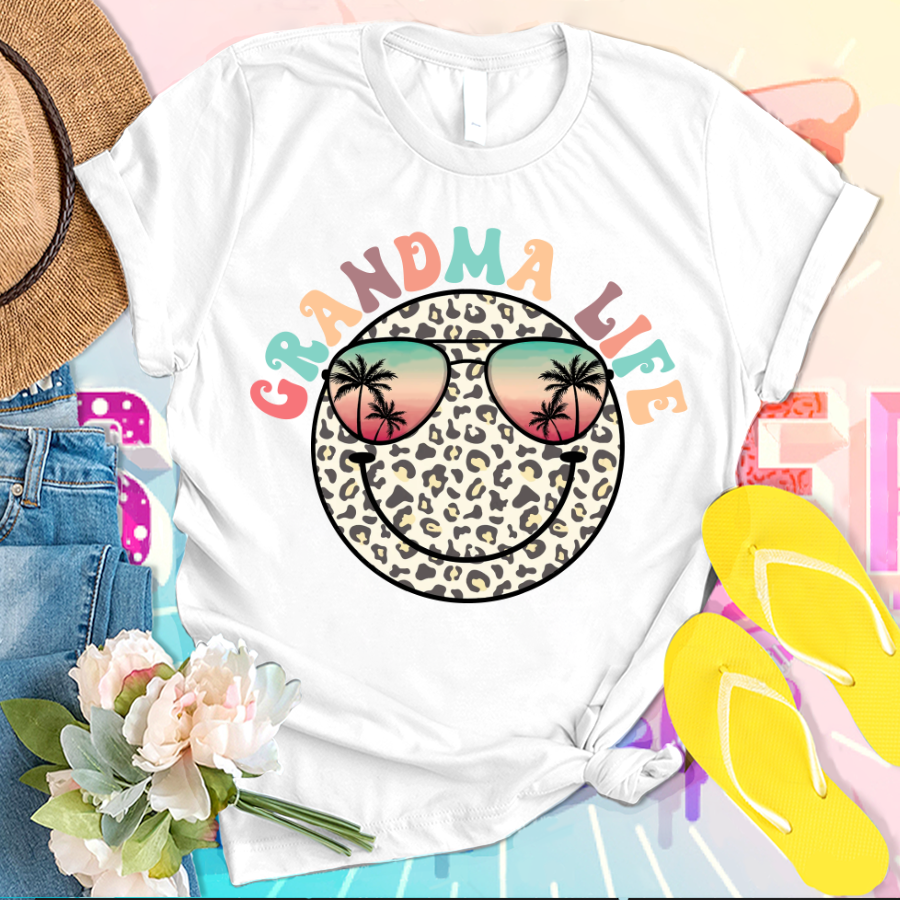 [Copy]Nana Grandma Life Leopard Summer Vacation T-Shirt