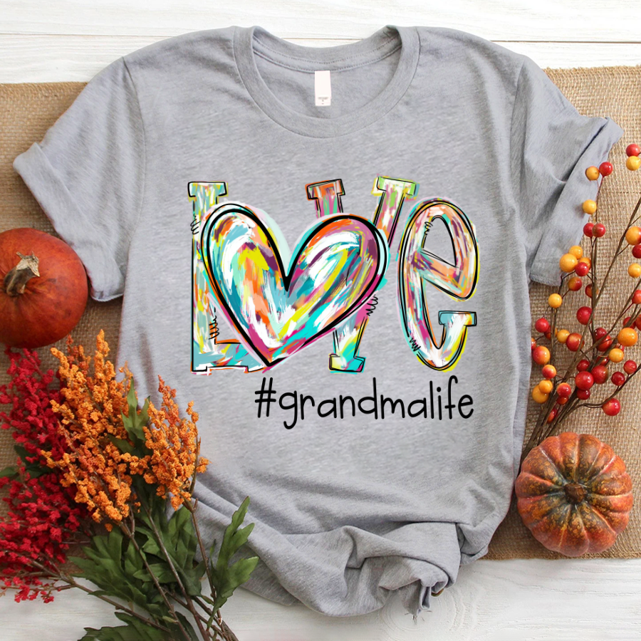 Love Grandma Life Fall Autumn Color Clipart Custom T-Shirt