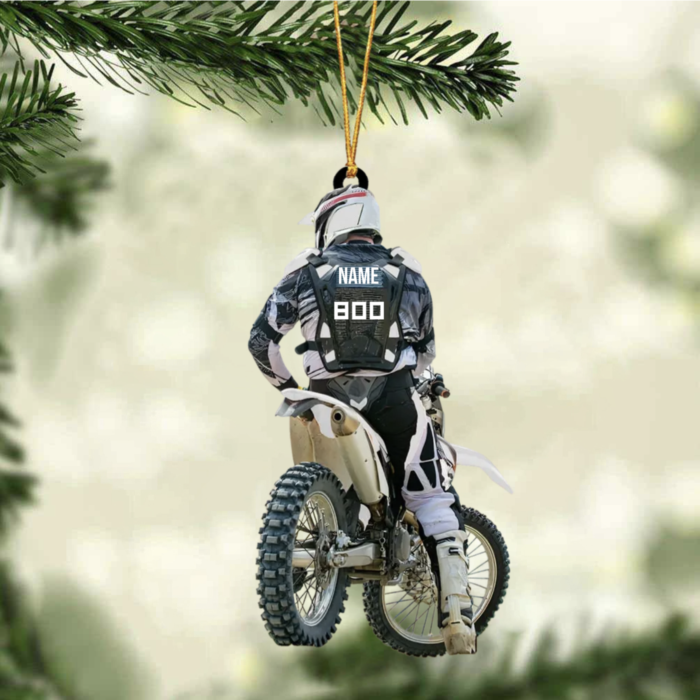 Personalized Motocross Racer Christmas Ornament