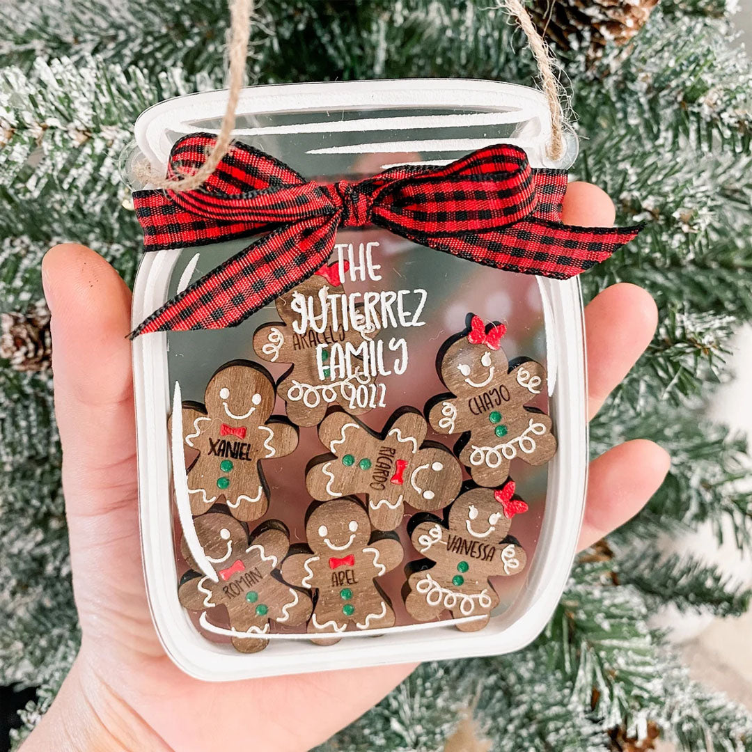 Personalized Family Gingerbread Cookie Jar Ornament, Christmas Ornament 2022