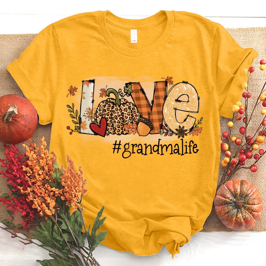 Personalized love grandma life pumpkin autumn 2022 T-Shirt