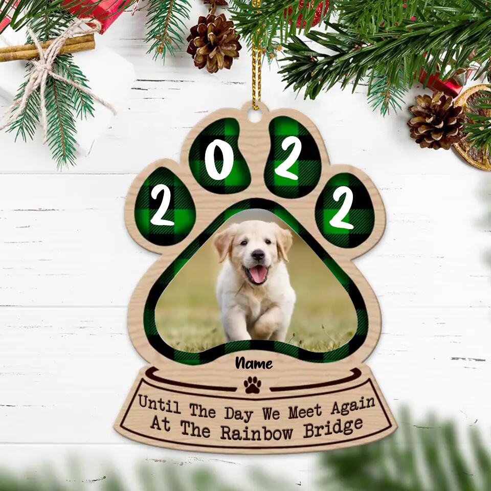 Green-Personalized Memorial Dog Ornament - Upload Photo - Memorial Gift Idea For Dog Mom/ Dog Dad - Once By My Side, Forever In My Heart