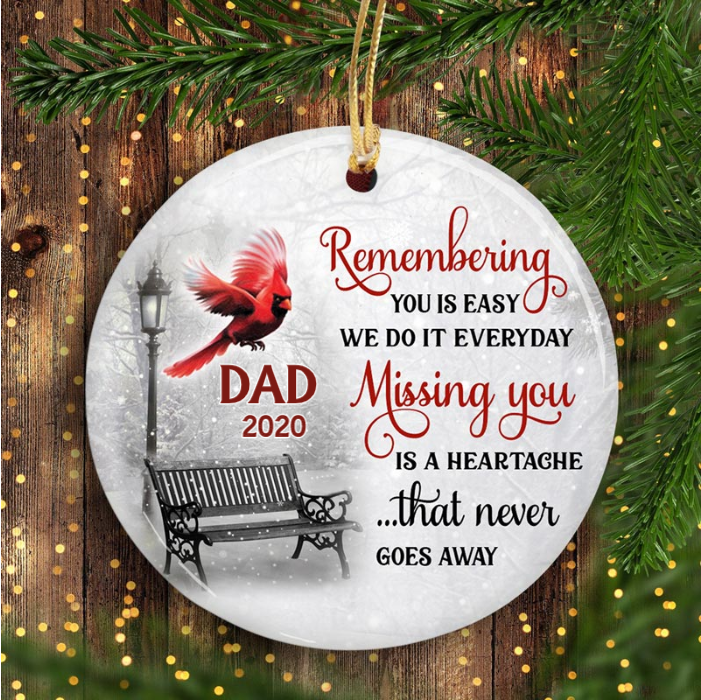1 Cardinal-Cardinals Winter Memorial Personalized Circle Ornament
