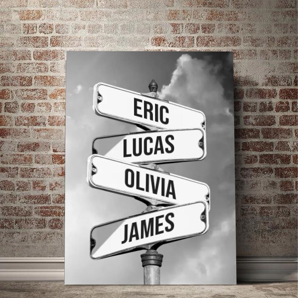 Personalized Canvas "Vintage street sign for families