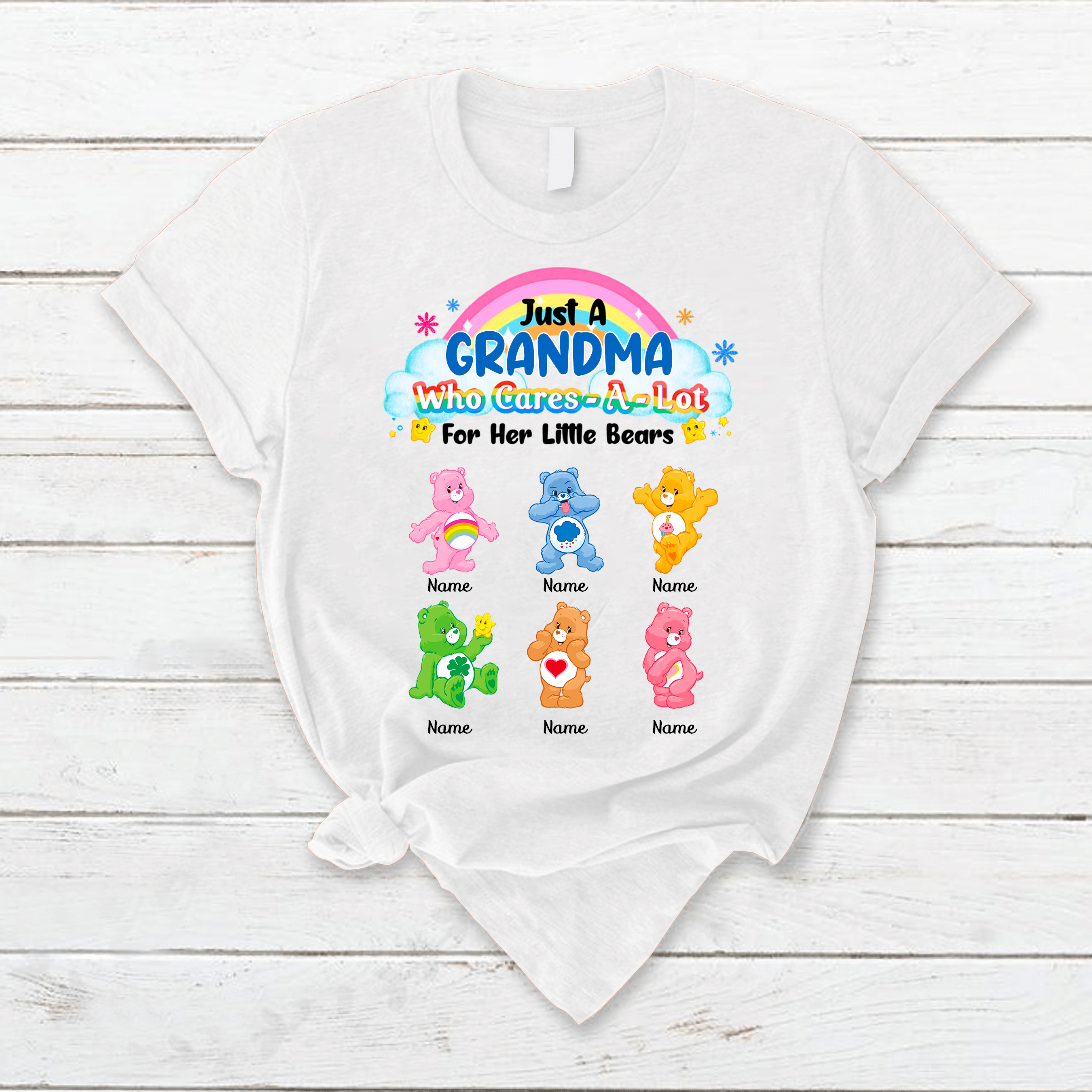 Personalized  Grandma  Cares A Lot For Her Little Bears , Cute  T-Shirt Gift For Grandma 