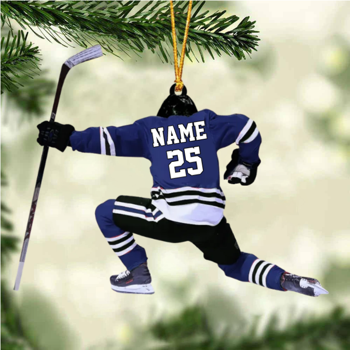 Personalized hockey ornament for hockey players
