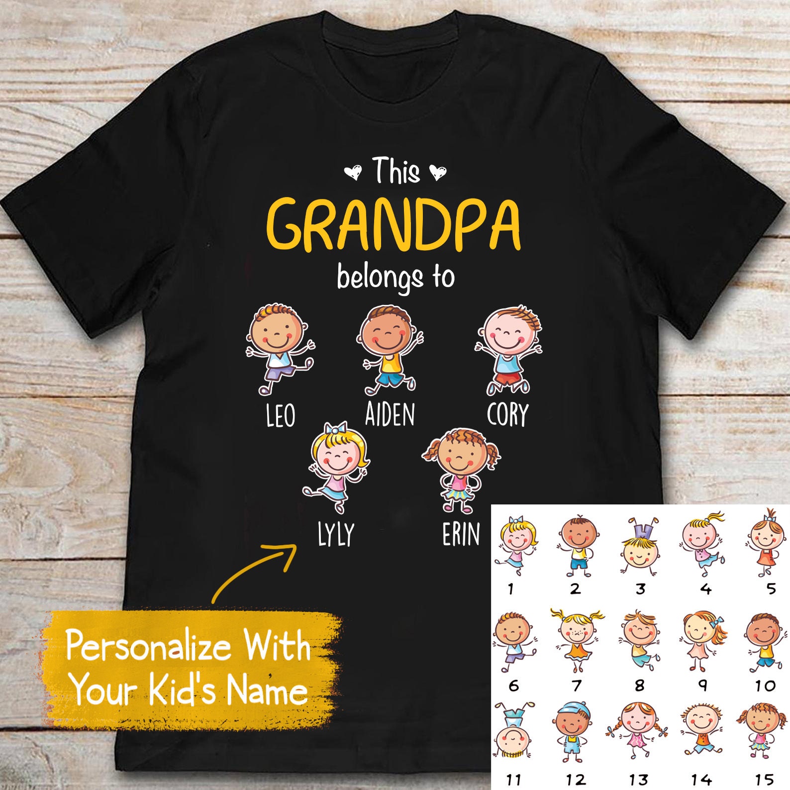 Personalised Grandpa And Grandkids Summer T-shirt