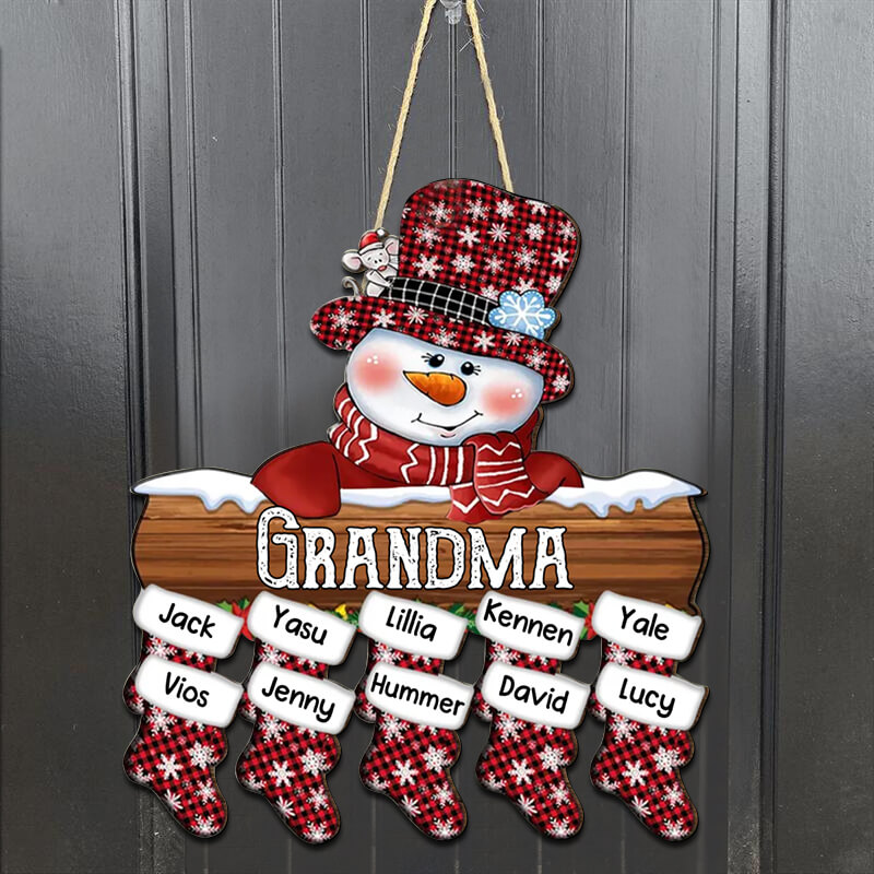 1-Personalized Snowman Christmas Stocking Name Wooden Sign