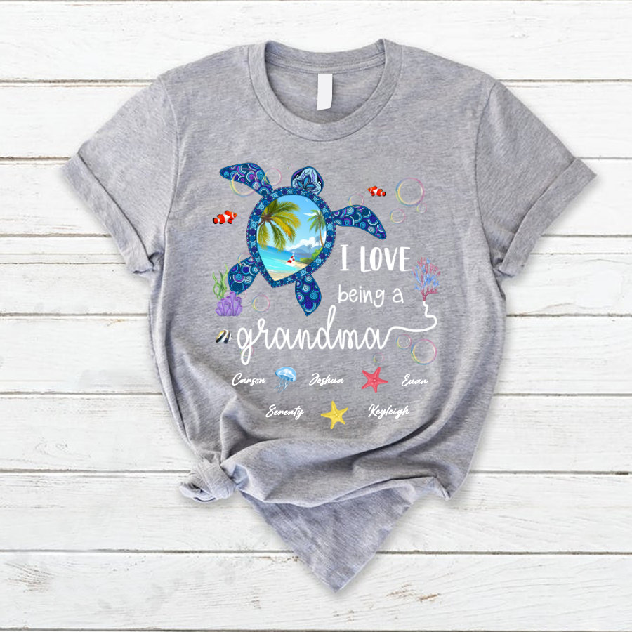 Personalized Grandma Turtle T-Shirt, Custom Nickname Nana Mimi Grandma Shirt, I Love Being A Grandma, Personalized Shirt for Mom