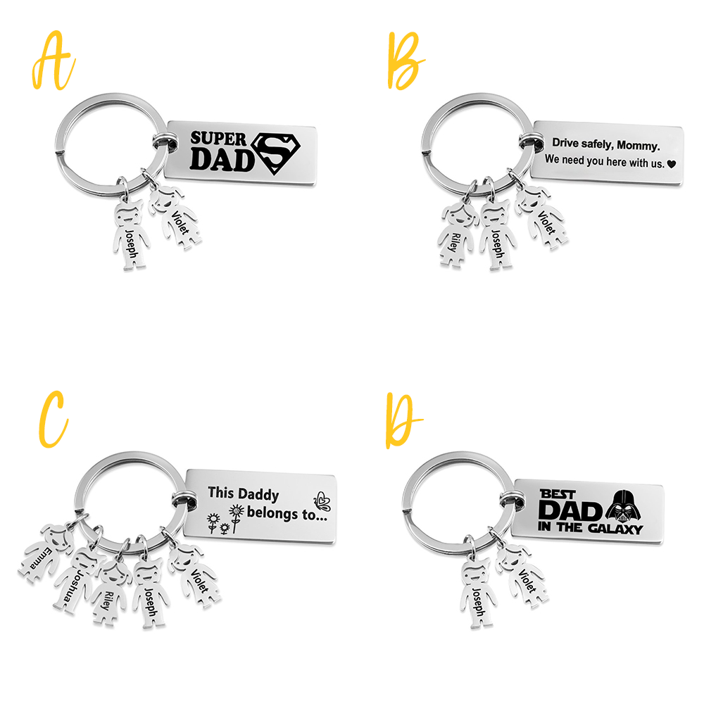 1Name-Personalized Kid Charm Keychain-Engrave your own name for your family