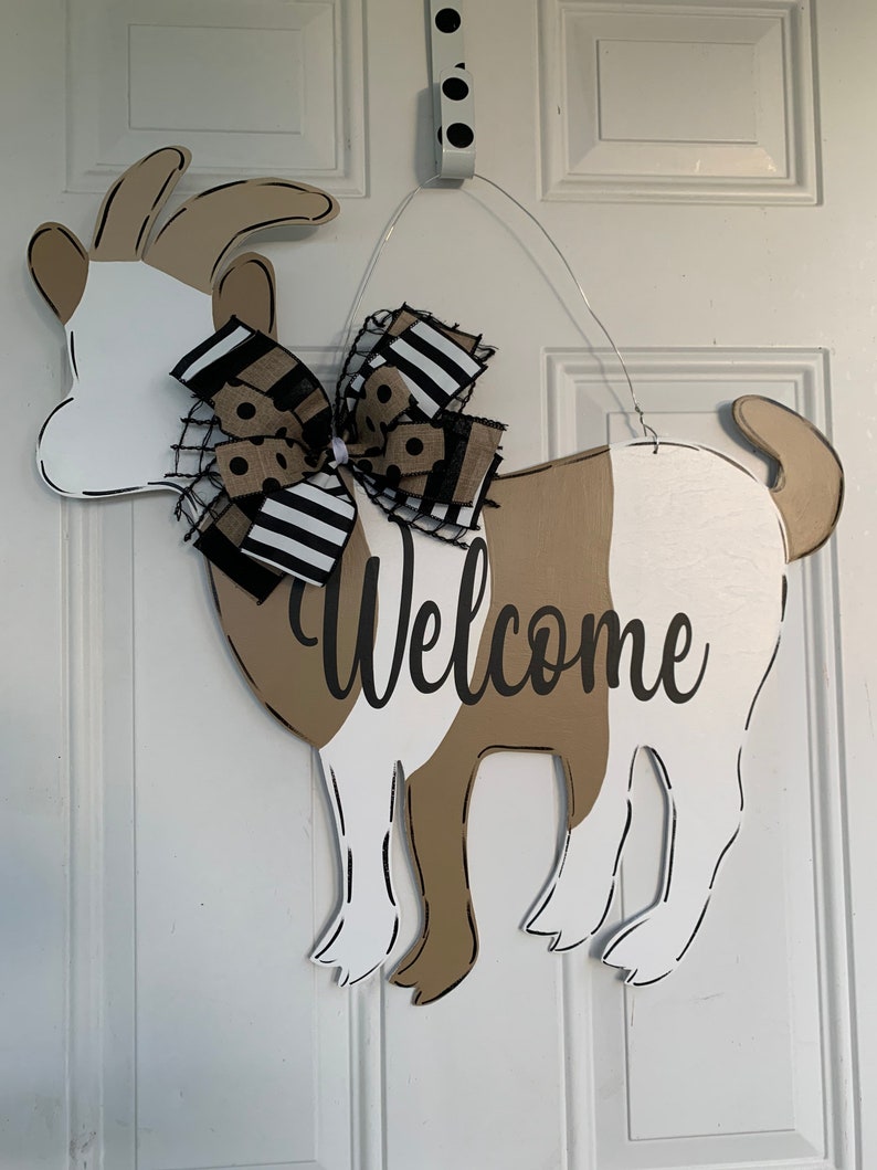 Customizable goat door sign, goat door hanger, Handmade wooden goat door sign