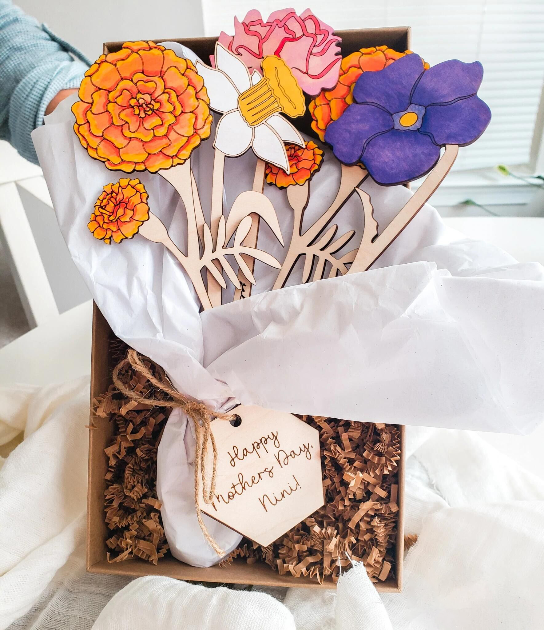 1 Stem-Personalized Wooden birthday Flowers- Design your Bouquet