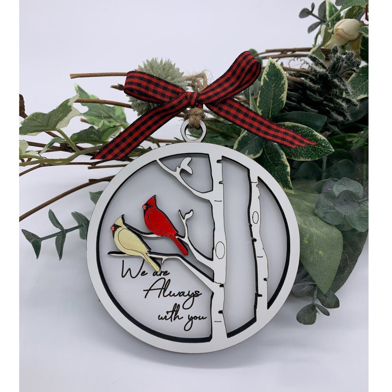Personalized condolences for men/women, mom/dad cardinals memorial gift - we are always with you and thinking of you.