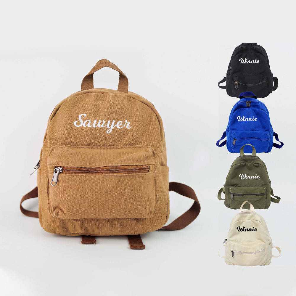 Personalized Embroidery Kid Canvas Backpack