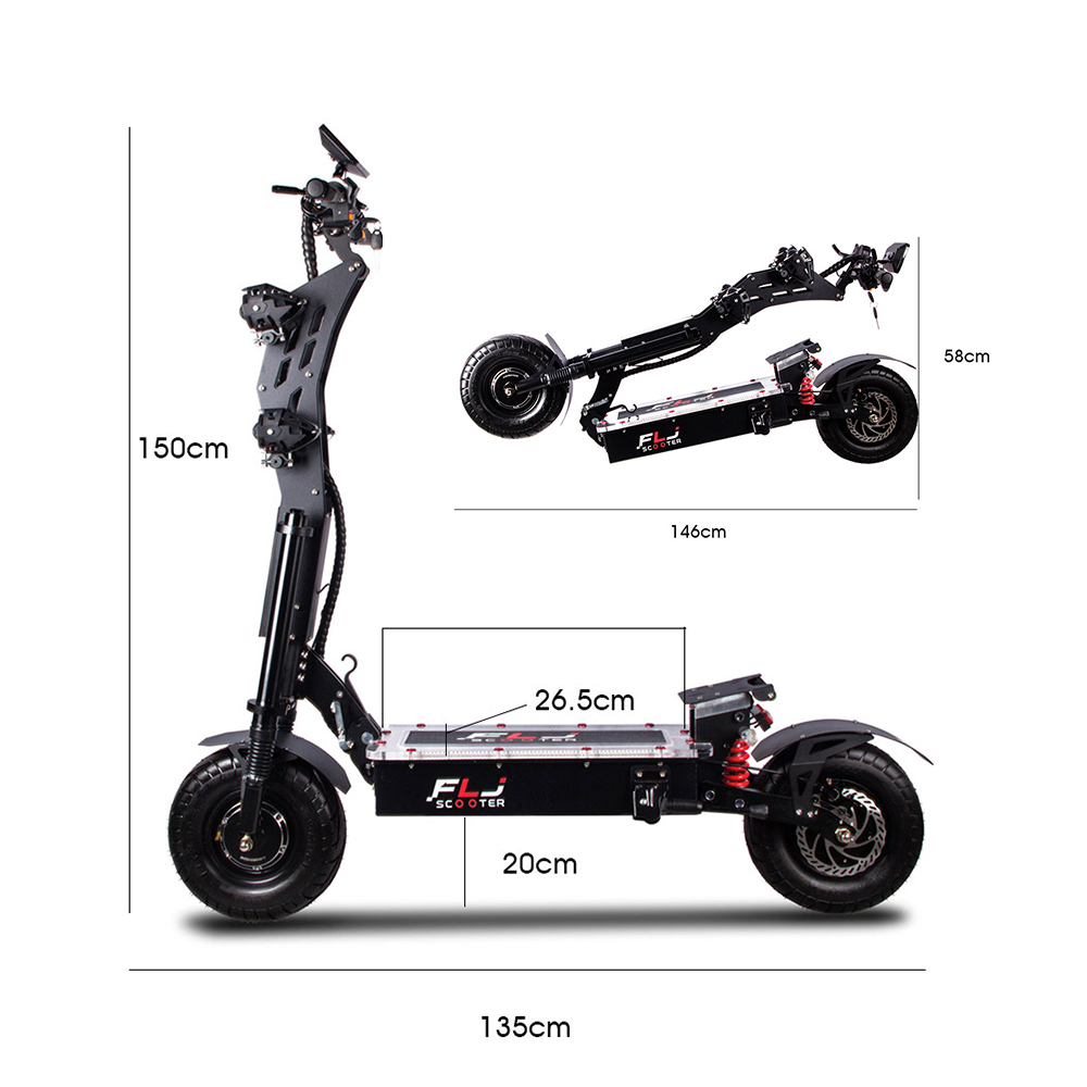 FLJ SK2 72V 8000W 13inch fat wheel Electric Scooter with 45ah battery 90-130kms range dual motor big wheel E Scooter