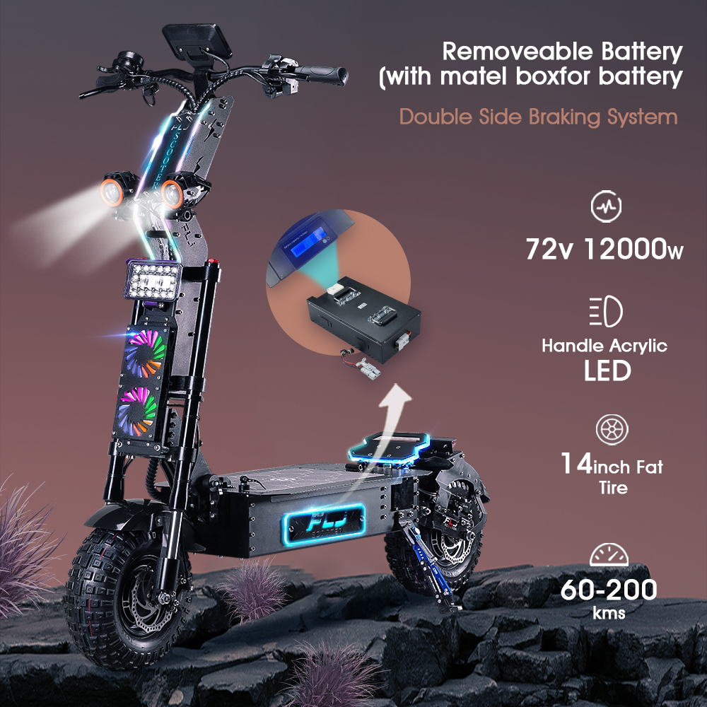 72V 12000W Electric Scooter with 14inch Fat Tire 2022 Latest E scooters