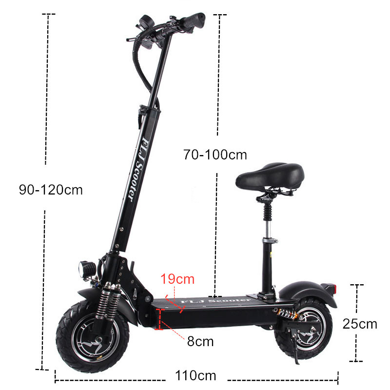 FLJ T11 10inch 2400W Electric Scooter with 52V LG30ah battery 60-120kms range Foldable hoverboard dual Motor e kick scooter