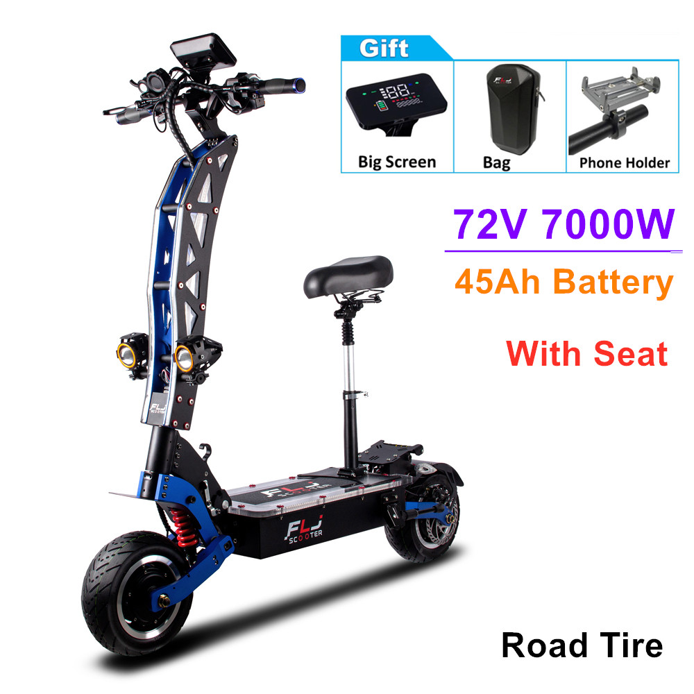 FLJ SK3 pro 72V 7000W Electric Scooter with Strong power 11inch Dual engines E Bike foldable adults kickscooter E Scooter