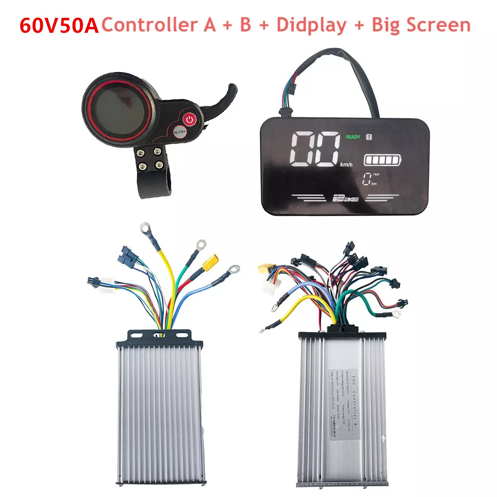 JB FOC Sine Wave 60V 50A Electric Scooter Controller for 3000w - 8000W 10000W 5000w e scooter LH-100 Display PCB Big Screen Accelerator