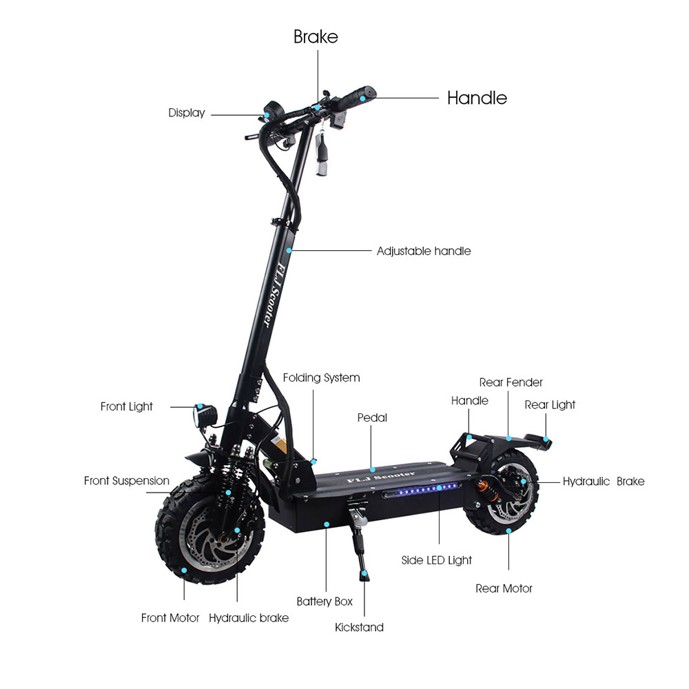 FLJ T113 11inch Dual Motor 3200W Electric Scooter with 60V 35ah battery 80-120kms range Power Off Road E-Scooter