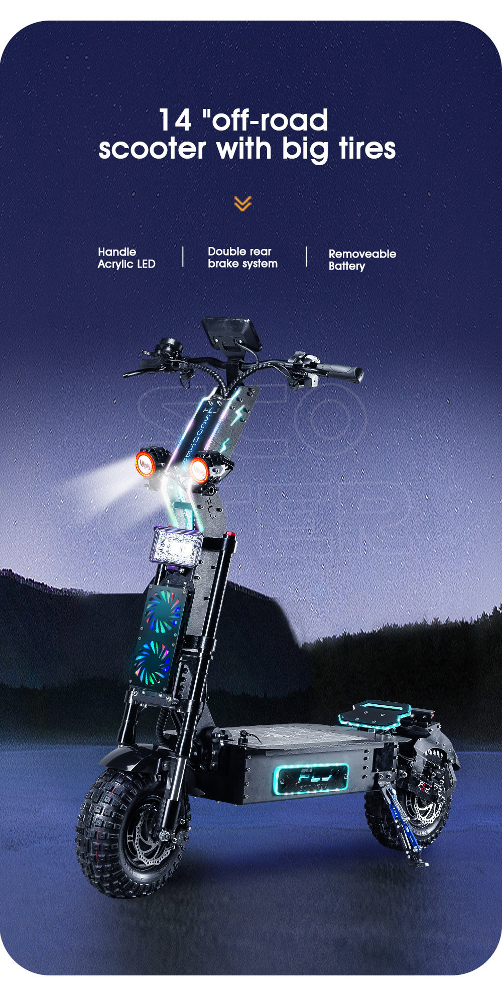 2023 New 10000W Fat Wheel Electric Scooter with Removeable battery