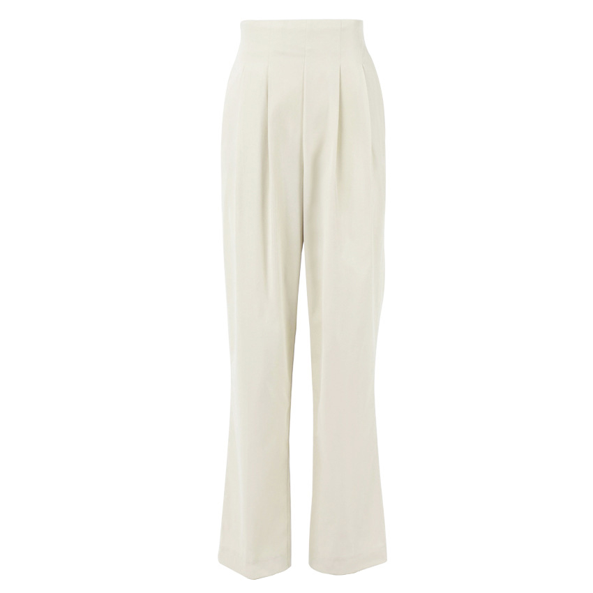 High Waist Pleated White Pants Trousers 