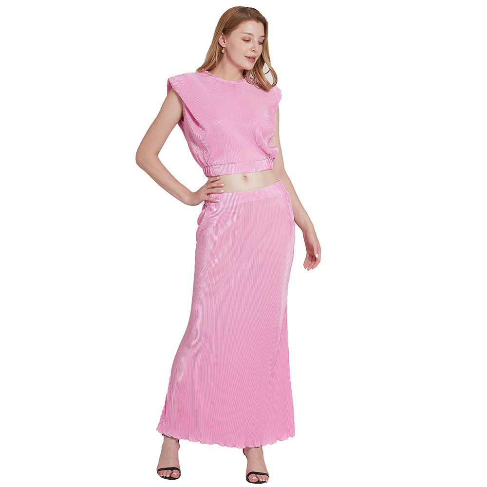 Crop Top Shirt with Maxi Skirt Co-ords Outfit Two Piece Set 