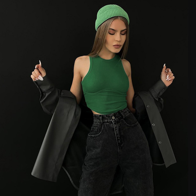 Round Neck Crop Top Tank Top