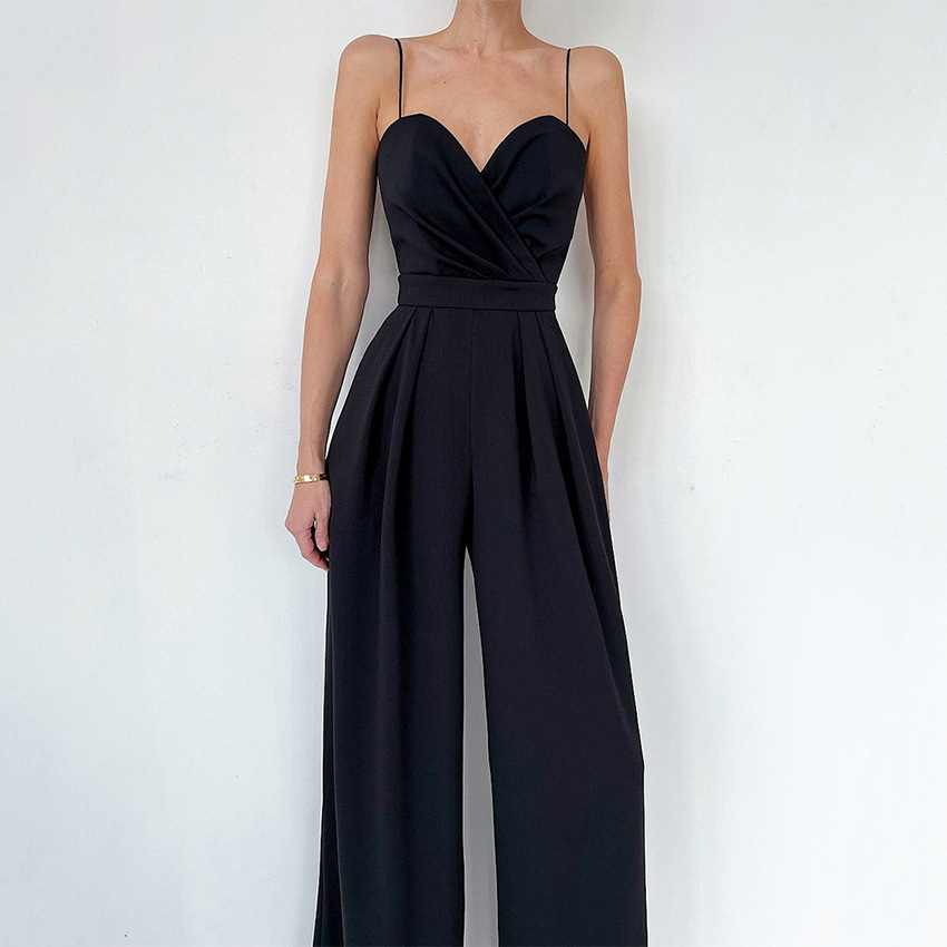 Spaghetti Straps Backless Formal Wide-Leg Jumpsuit