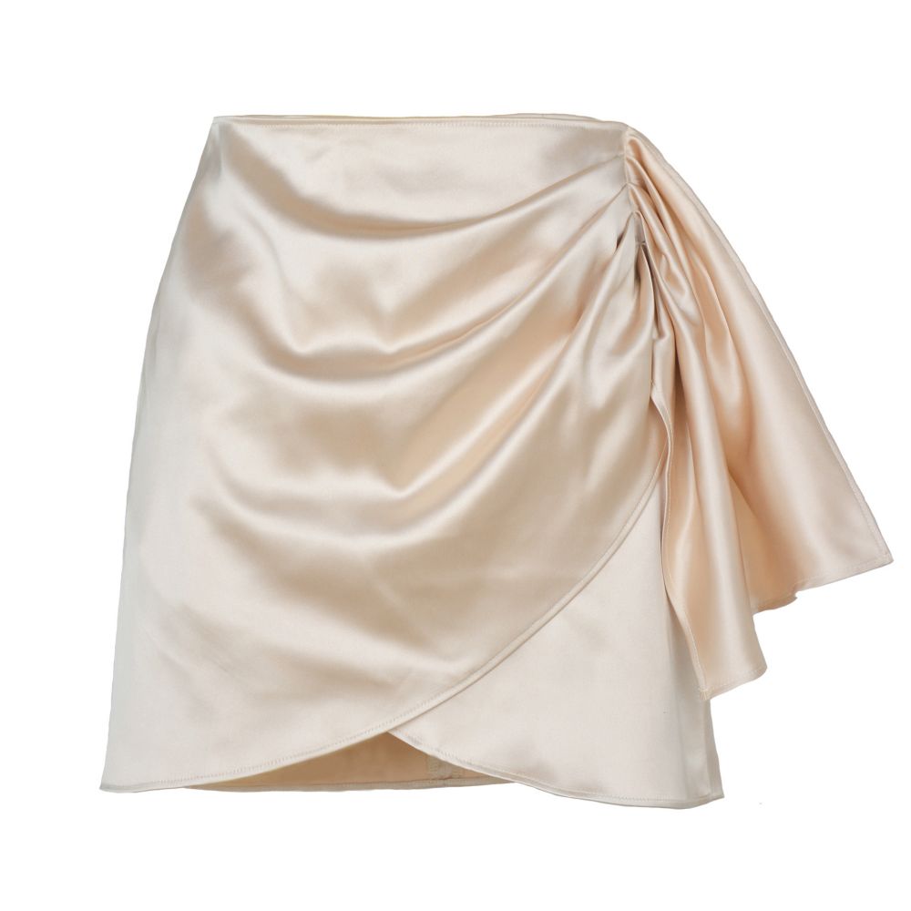 Elegant Ruched Silk-Satin Mini Wrap Skirt