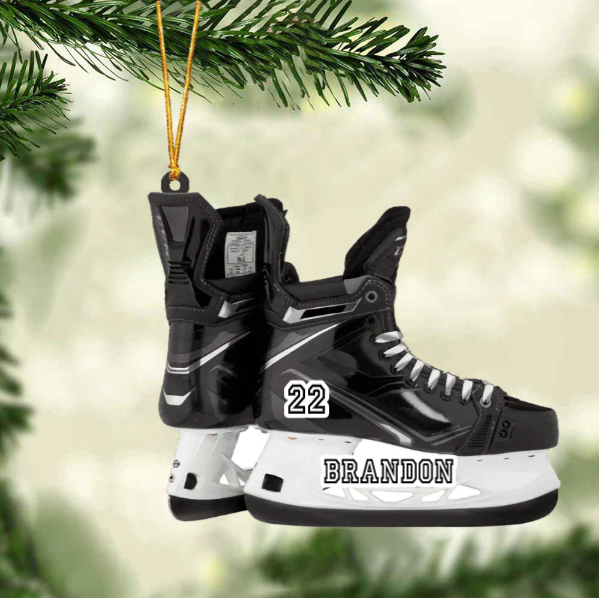Personalized Hockey Skates Acrylic Christmas Ornament
