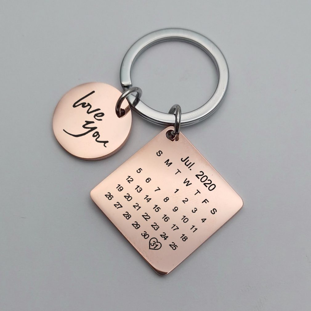 Personalized Engraved Photo Calendar Key Chain