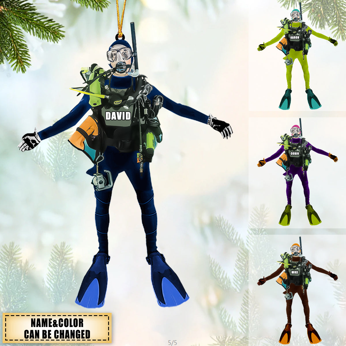 Custom Personalized Diver Ornament, Gift For Diving Lovers