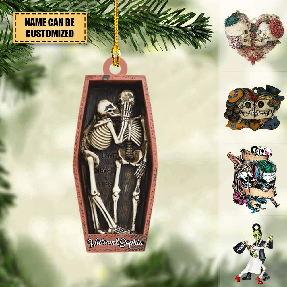 Personalized Skull Couple Ornament, Christmas Tree Decor