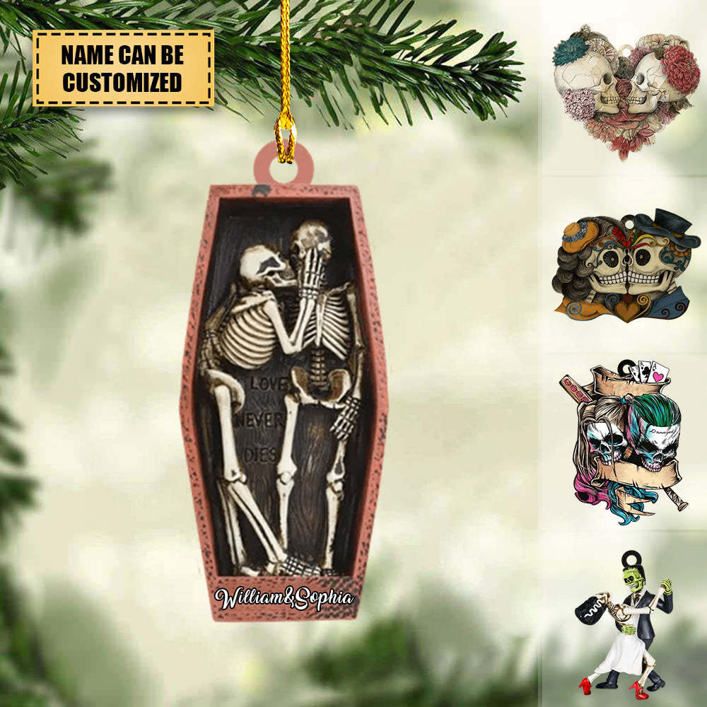 Personalized Skull Couple Ornament, Christmas Tree Decor
