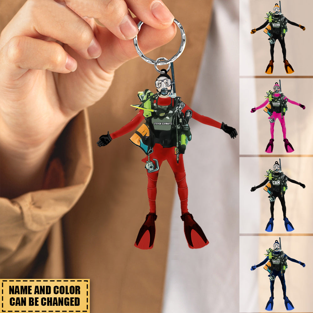 Personalized Scuba Diving Keychain, Gift For Diving Lovers