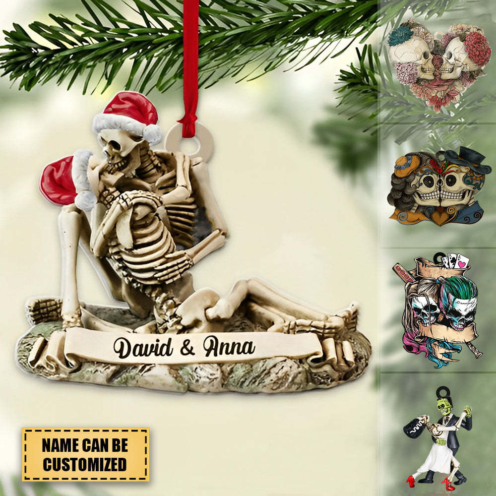 Personalized Skull Couple Ornament, Christmas Tree Decor