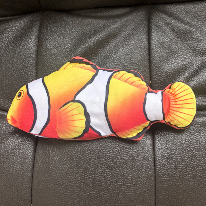 😻fish tail wagging,Flopping Moving Cat Kicker Fish Toy，Plush Interactive Cat Toys for Cat Exercise😽