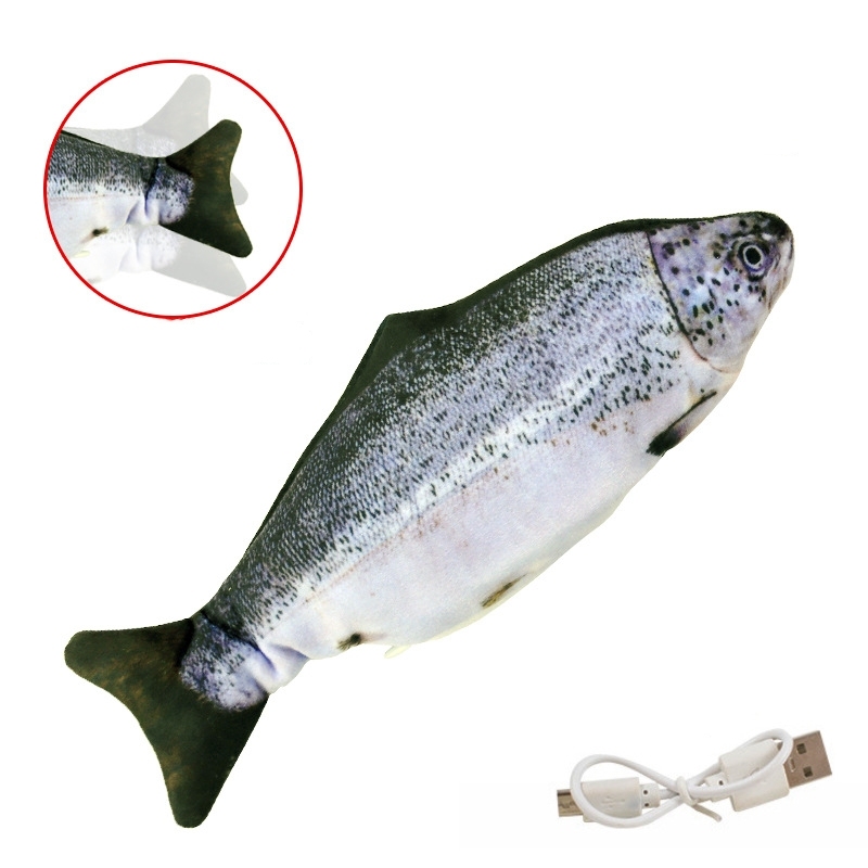😻fish tail wagging,Flopping Moving Cat Kicker Fish Toy，Plush Interactive Cat Toys for Cat Exercise😽