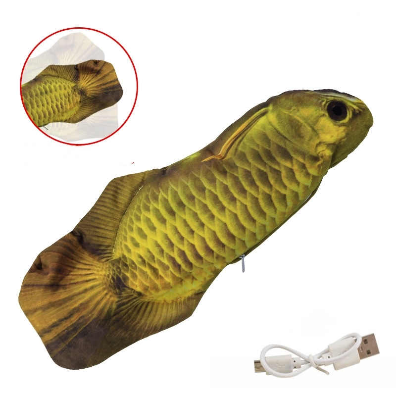 😻fish tail wagging,Flopping Moving Cat Kicker Fish Toy，Plush Interactive Cat Toys for Cat Exercise😽