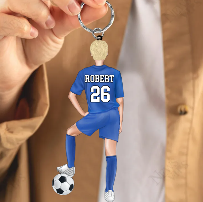 Personalized Soccer Keychain For Soccer Player, Soccer Lover