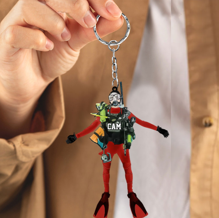 Personalized Scuba Diving Keychain, Gift For Diving Lovers