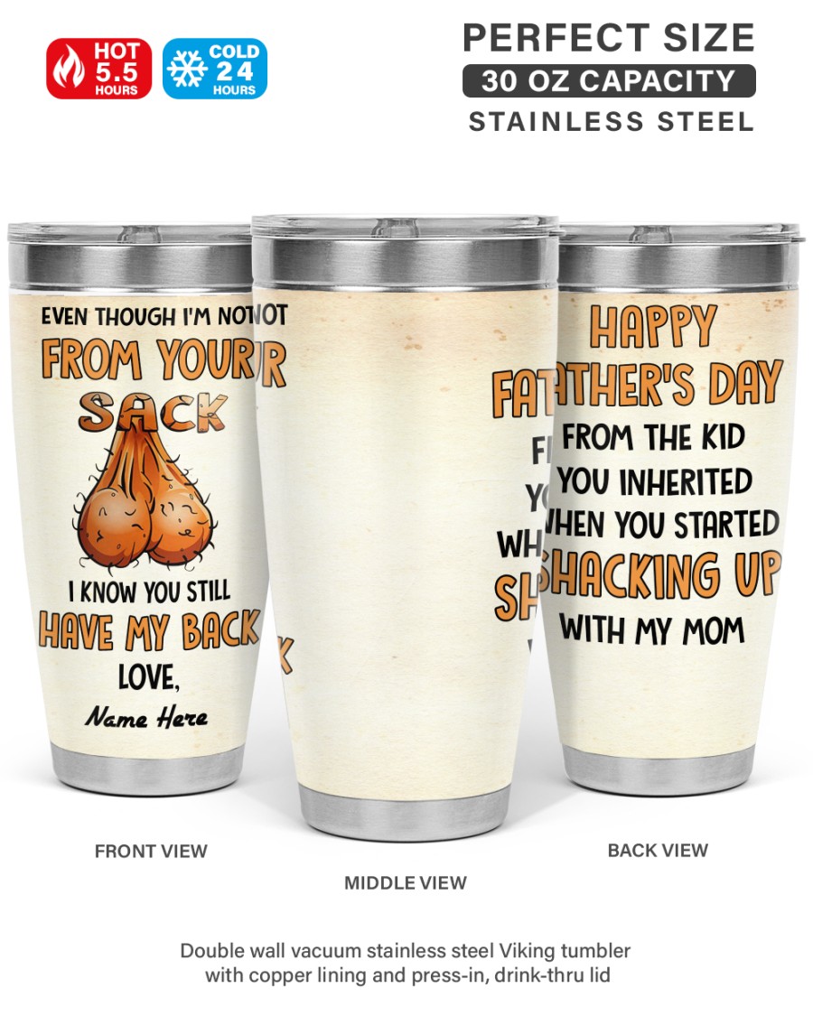 PERSONALIZED MUG: Perfect Father's Day Gift For Dad 💖 Even Though I'm Not From Your Sack I Know You Still Have My Back