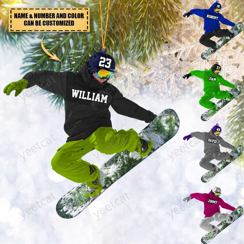 Personalized Snowboarding Athletes /Skis Christmas Ornament