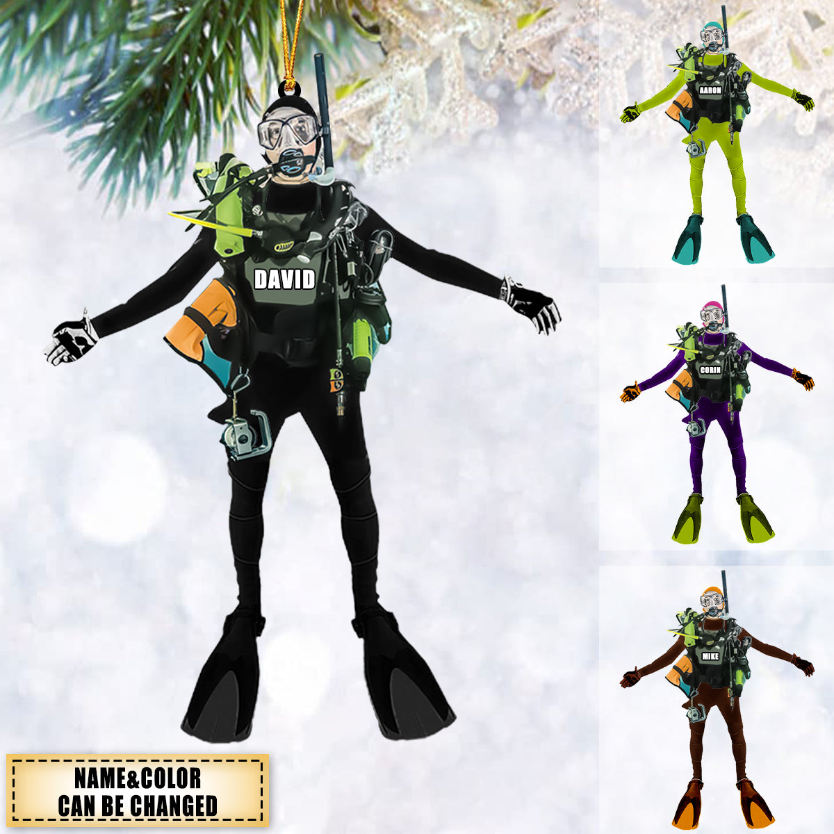 Custom Personalized Diver Ornament, Gift For Diving Lovers