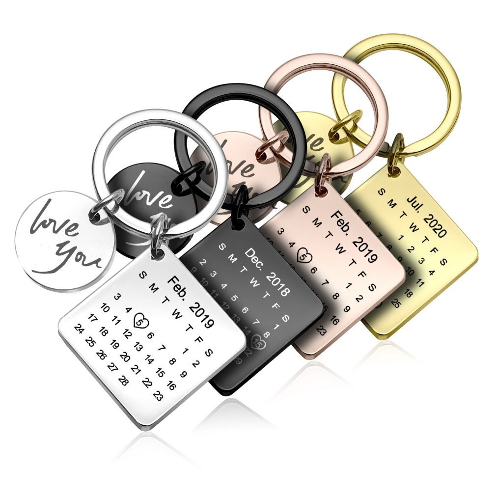 Personalized Engraved Photo Calendar Key Chain