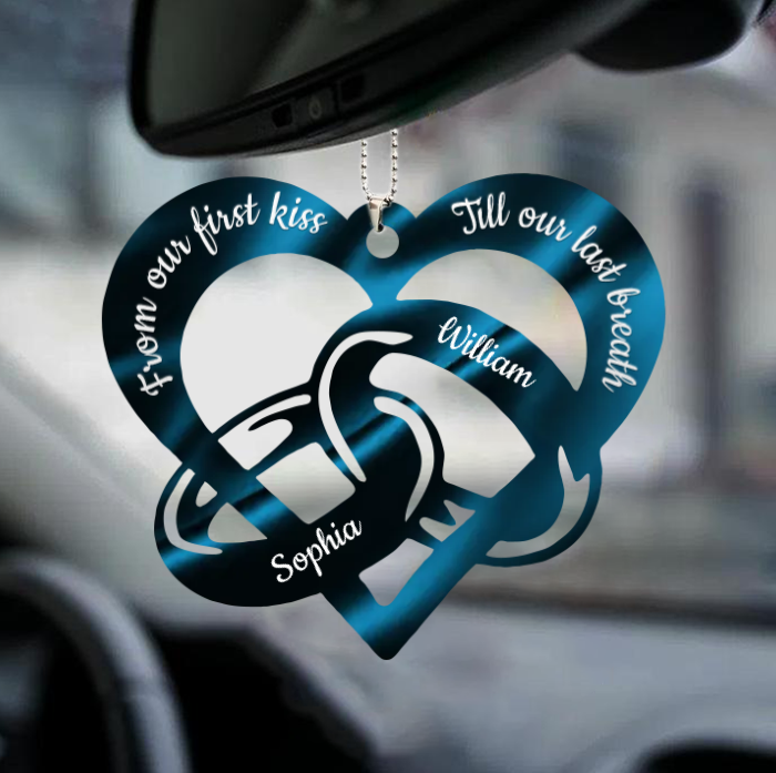 FROM OUR FIRST KISS TILL OUR LAST BREATH COUPLE RINGS PERSONALIZED ORNAMENT