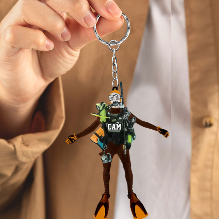 Personalized Scuba Diving Keychain, Gift For Diving Lovers