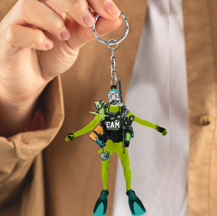 Personalized Scuba Diving Keychain, Gift For Diving Lovers